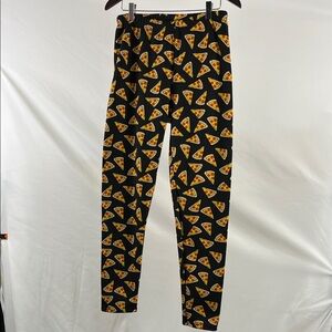 Black Leggings with Pizza Print